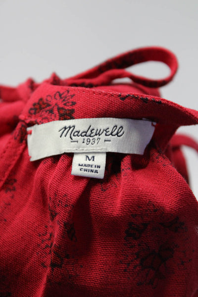 Madewell Womens Sleeveless Crew Neck Flower Cluster Maxi Dress Red Cotton Medium