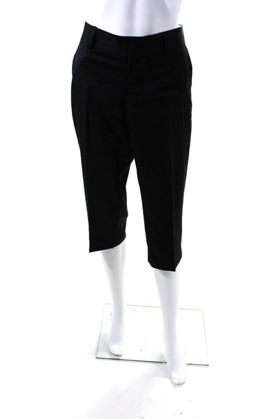 Minden Chan Women's Lightweight Pleated Wool Capri Trousers Black Size 10