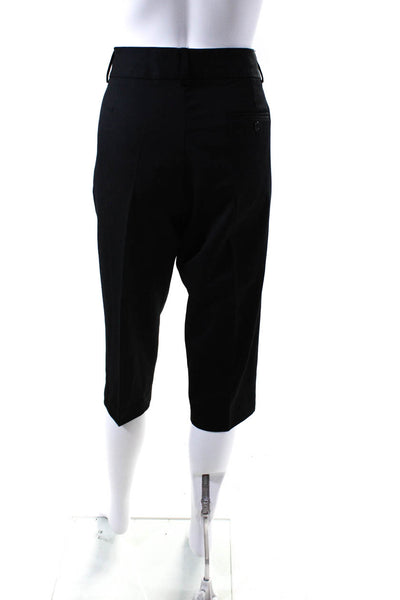 Minden Chan Women's Lightweight Pleated Wool Capri Trousers Black Size 10