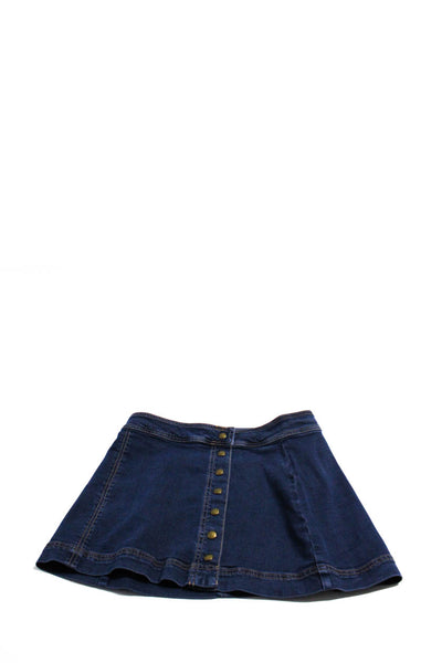 Free People Elie Tahari Womens Blue Button A-Line Denim Skirt Size 4 lot 2