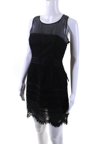 Cynthia Rowley Women's Lace Mesh Sleeveless Sheath Dress Black Size 8