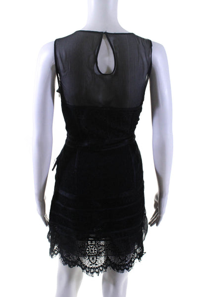 Cynthia Rowley Women's Lace Mesh Sleeveless Sheath Dress Black Size 8