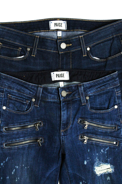 Paige Womens Cotton Distressed Jeans Flared Hem Jeans Blue Size 26 30 Lot 2