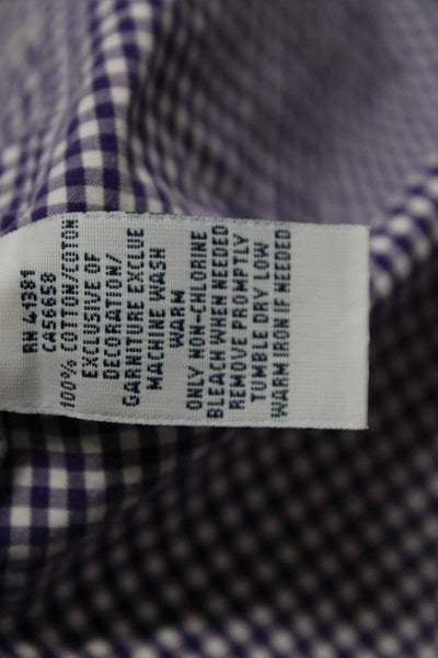 Ralph Lauren Mens Solid Gingham Button Down Shirt Purple Size 15/17.5 Lot 2