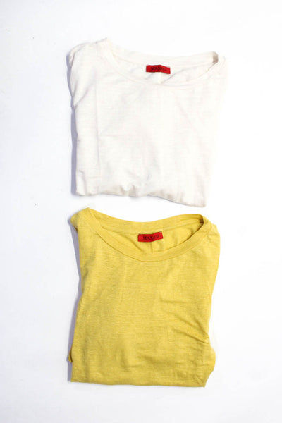 Max & Co Womens Scoop Neck Short Sleeved Pockets Top Yellow Cream Size S Lot 2