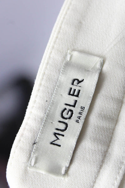 Mugler Womens Side Zip Workwear Trousers White Size 40