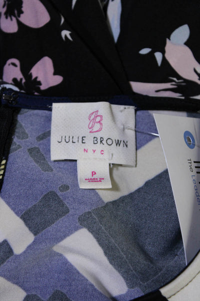 Julie Brown Women's Long Sleeve Crew Neck Printed Mini Dress Blue Size S