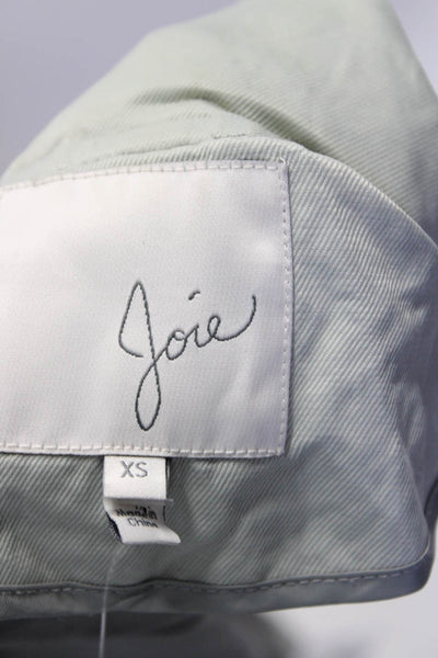Joie Womens Long Sateen Drawstring Hooded Anorak Jacket Light Green Size XS