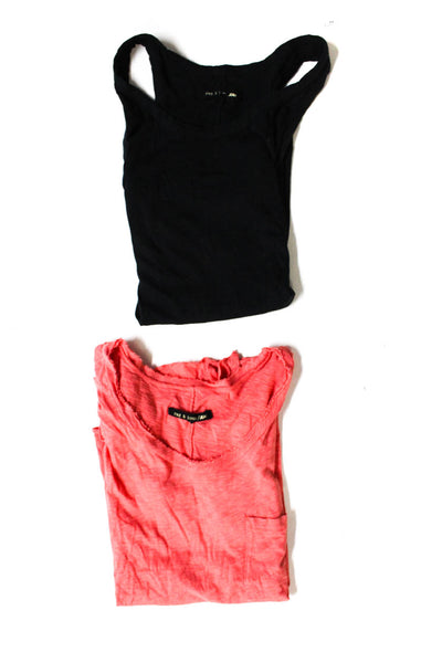 Rag & Bone Women's Cotton Short Sleeve Pocket Crew Neck T-Shirt Orange XS Lot 2
