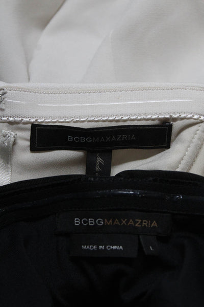 BCBGMAXAZRIA Womens Strapless Blouse Black Size L Skirt Beige Skirt Size L Lot 2