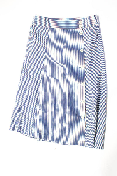 J Crew Womens Button Front Dotted Shirt Striped Skirt Black Blue Size 6 8 Lot 2