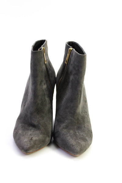 Joie Womens Gray Suede Zip Pointed Tie Wedge Heels Ankle Boots Size 9