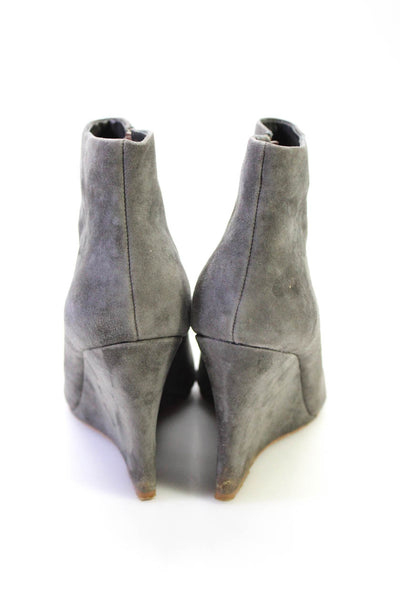 Joie Womens Gray Suede Zip Pointed Tie Wedge Heels Ankle Boots Size 9