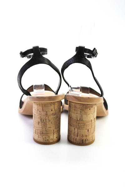 Dolce Vita Womens Solid Leather Cork Heel Sandals Black Size 7