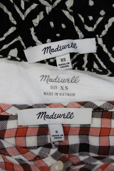 Madewell Women's Crewneck Short Sleeves T-Shirt White Plaid Black Short S Lot 3