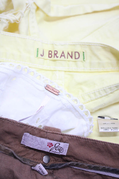Free People J Brand Joie Womens Blouse Shorts White Yellow 28 4 Medium Lot 3