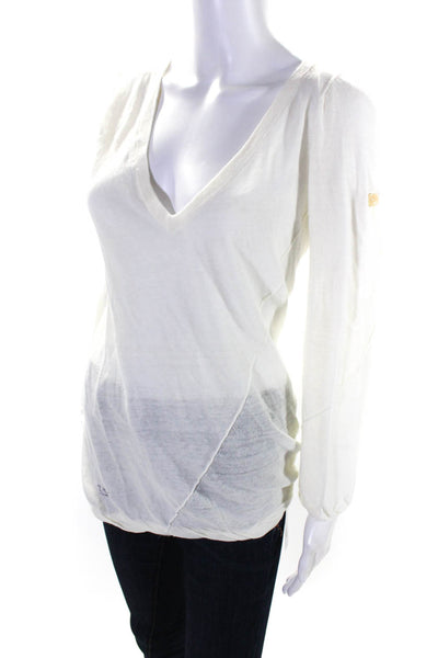 Zadig & Voltaire Womens Long Sleeve V Neck Knit Sweatshirt White Size Small