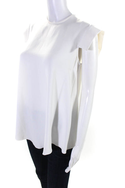 Ellery Womens Back Zip Short Sleeve Crew Neck Boxy Shirt White Size 4