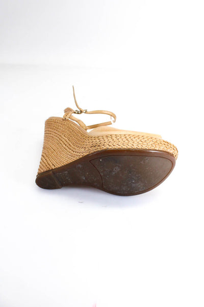Schutz Womens Platform Braided Ankle Strap Sandals Brown Leather Size 9