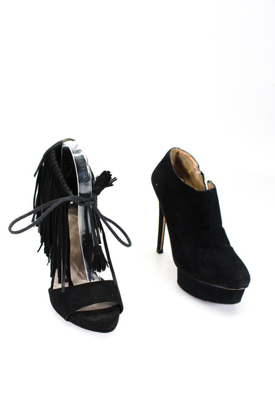 Zara Womens Platform Frayed Zipped Tassel Stiletto Heels Black Size EUR37 Lot 2