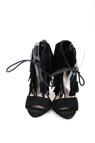 Zara Womens Platform Frayed Zipped Tassel Stiletto Heels Black Size EUR37 Lot 2