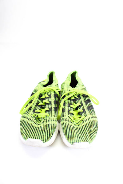 Adidas Womens Lace Up Side Back Logo Knit Running Sneakers Green Black Size 7.5