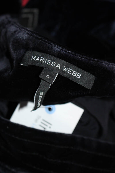 Marissa Webb Womens Long Sleeve Scoop Neck Relaxed Velvet Top Blouse Black Small