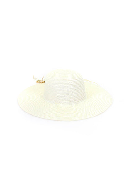 Camello Womens Seashell Charms Sun Hat White