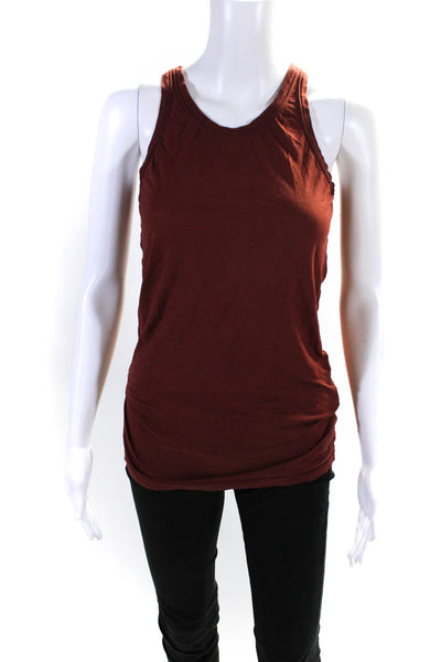 Clu Womens Sleeveless Round Neck Mid Length Tank Top Rust Red Size M