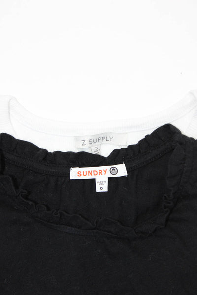 Z Supply Sundry Womens Ribbed Ruffled Sleeveless Tank Tops Black Size S 0 Lot 2
