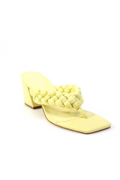 Marc Fisher Womens Braided Thong Strap Block Heels Slip-On Mules Yellow Size 8.5