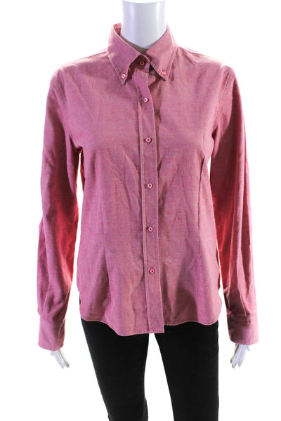 Janet Brown Women's Long Sleeve Button Down Corduroy Shirt Pink Size 3
