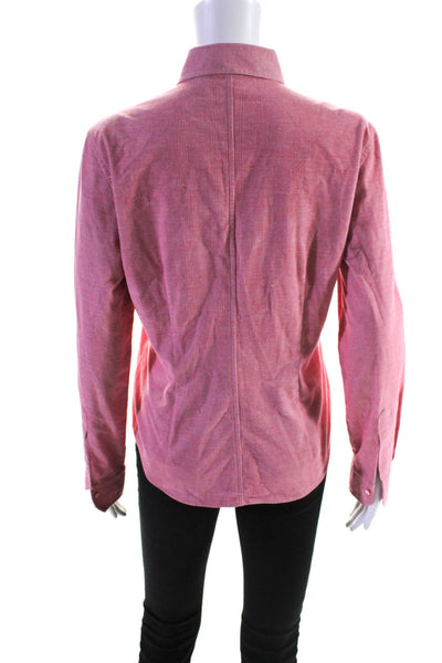 Janet Brown Women's Long Sleeve Button Down Corduroy Shirt Pink Size 3