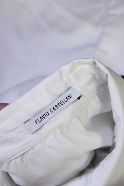 Flavio Castellani Women's Lace Button Down Collar Blouse White Size IT.44