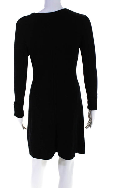 Monrow Womens Long Sleeve A Line Sweater Dress Black Cotton Size Extra Small