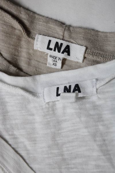 LNA Women's Cotton Short Sleeve Cut Out V-neck T-Shirt White Size XS Lot 2