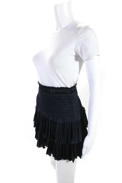 We're All Pretty Girls Womens Solid Tiered Ruffle Pleated Mini Skirt Blue Size M