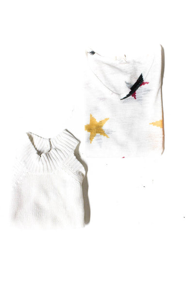 525 America Bibi Womens Turtleneck Sleeveless Star Sweater White Size S/M Lot 2
