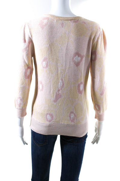 Marc Jacobs Womens Cotton Knit V-Neck 1/2 Button Up Sweater Pink Size L