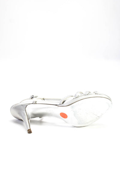 Nina Womens Jeweled Slingbacks Sandal Heels Gray Size 8.5 Medium