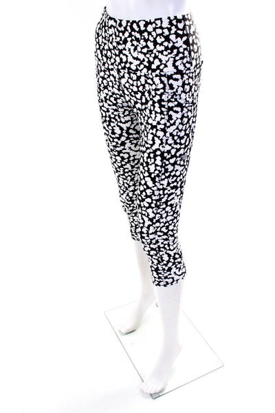 Running Bare Womens Active Animal Print Legging Sport Bra Set Black White Size 6