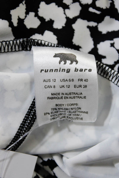 Running Bare Womens Active Animal Print Legging Sport Bra Set Black White Size 6