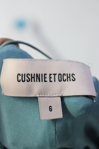 Cushnie Et Ochs Womens Green Sequins V-neck Sleeveless Mini Dress Size 6