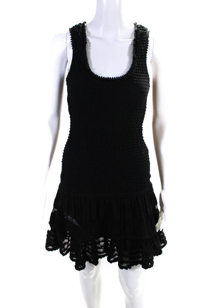 Jonathan Simkhai Womens Black Textured Scoop Neck Sleeveless Mini Dress Size S