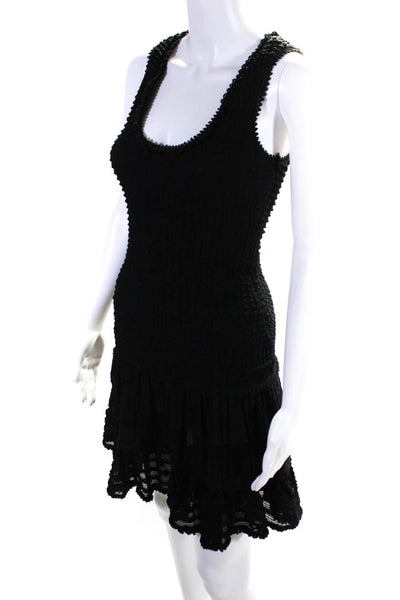 Jonathan Simkhai Womens Black Textured Scoop Neck Sleeveless Mini Dress Size S