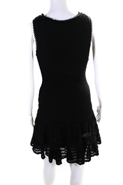 Jonathan Simkhai Womens Black Textured Scoop Neck Sleeveless Mini Dress Size S