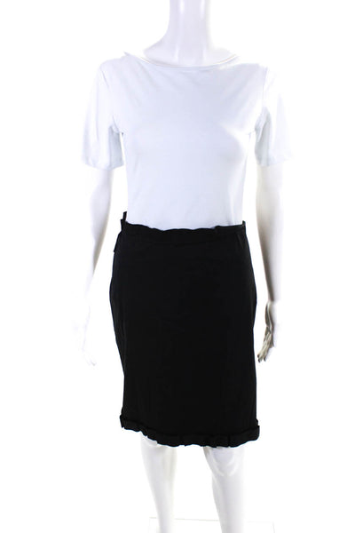 Prada Womens Black Side Zip Knee Length Pencil Skirt Size 40