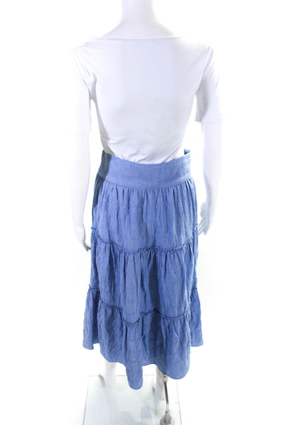Intermix Womens Blue Cotton Chambray Tiered Maxi Skirt Size 2