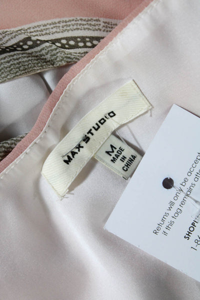 Max Studio Womens Floral Chiffon Sleeveless Shift Dress White Pink Size Medium