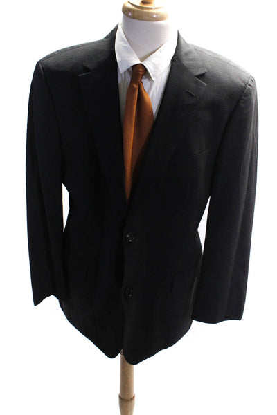 Boss Hugo Boss Mens Wool Split Hem Two Button Blazer Jacket Dark Gray Size 44